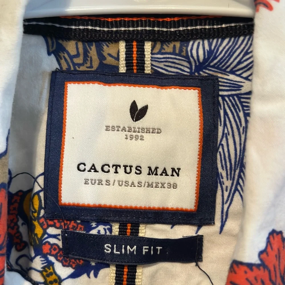 Cactus Man Hawaii Print Men's Shirt Slim Fit Men’s Small